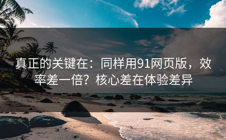 真正的关键在：同样用91网页版，效率差一倍？核心差在体验差异