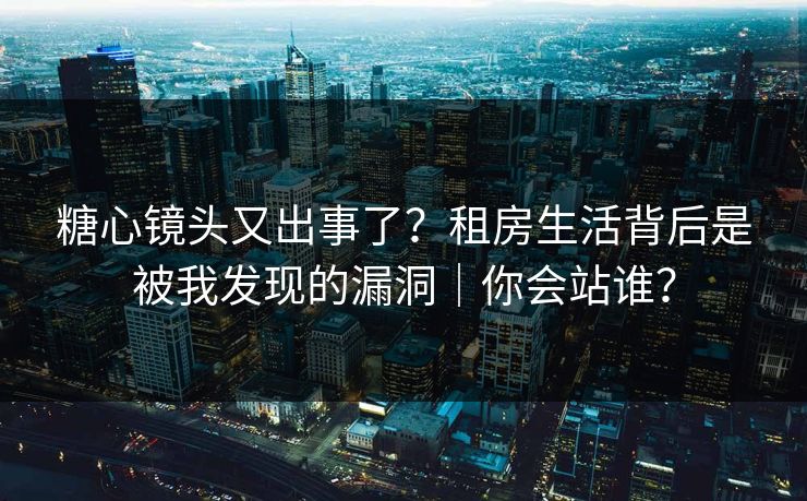 糖心镜头又出事了？租房生活背后是被我发现的漏洞｜你会站谁？