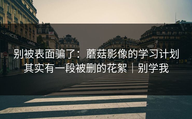 别被表面骗了：蘑菇影像的学习计划其实有一段被删的花絮｜别学我