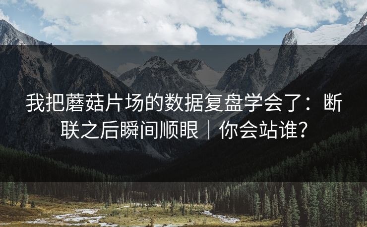 我把蘑菇片场的数据复盘学会了：断联之后瞬间顺眼｜你会站谁？